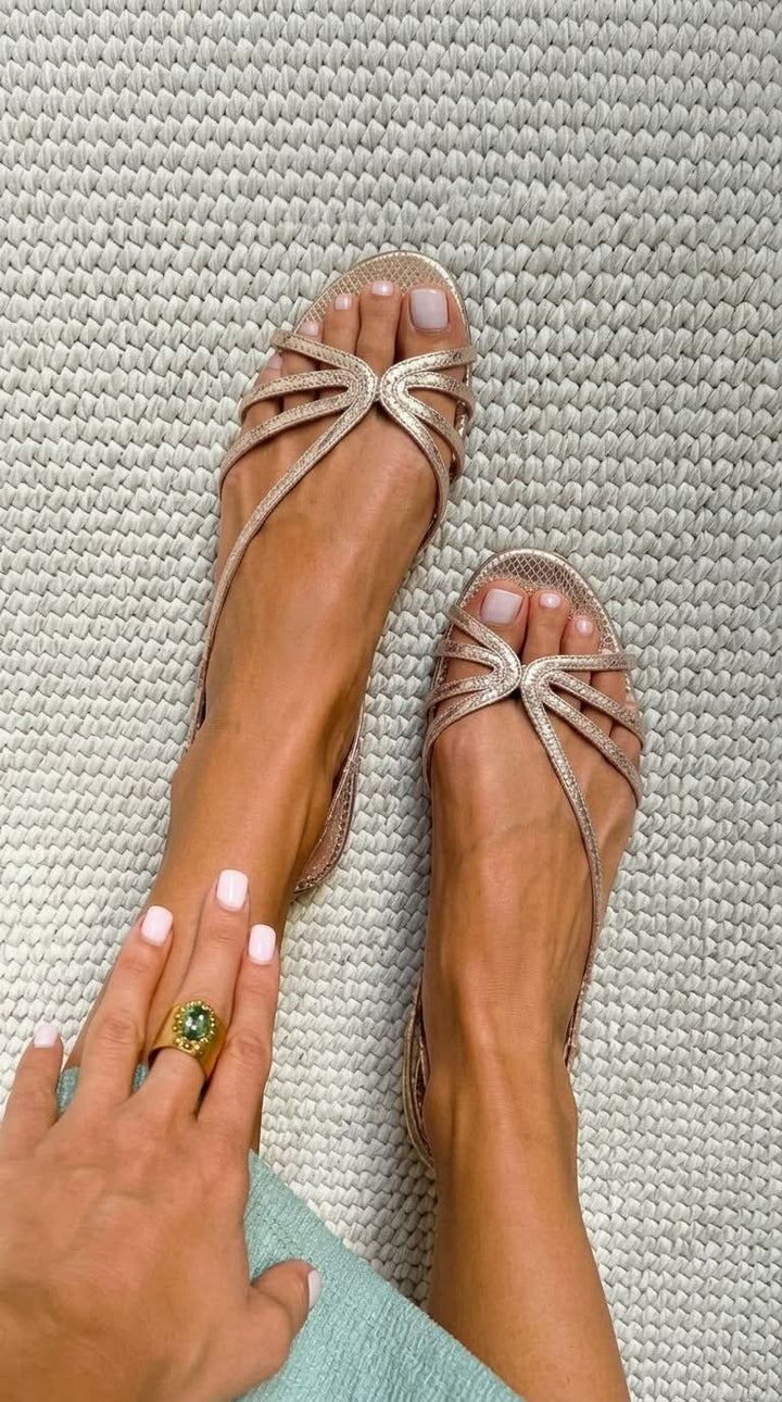 Ginevra | Sandalias Doradas Elegantes