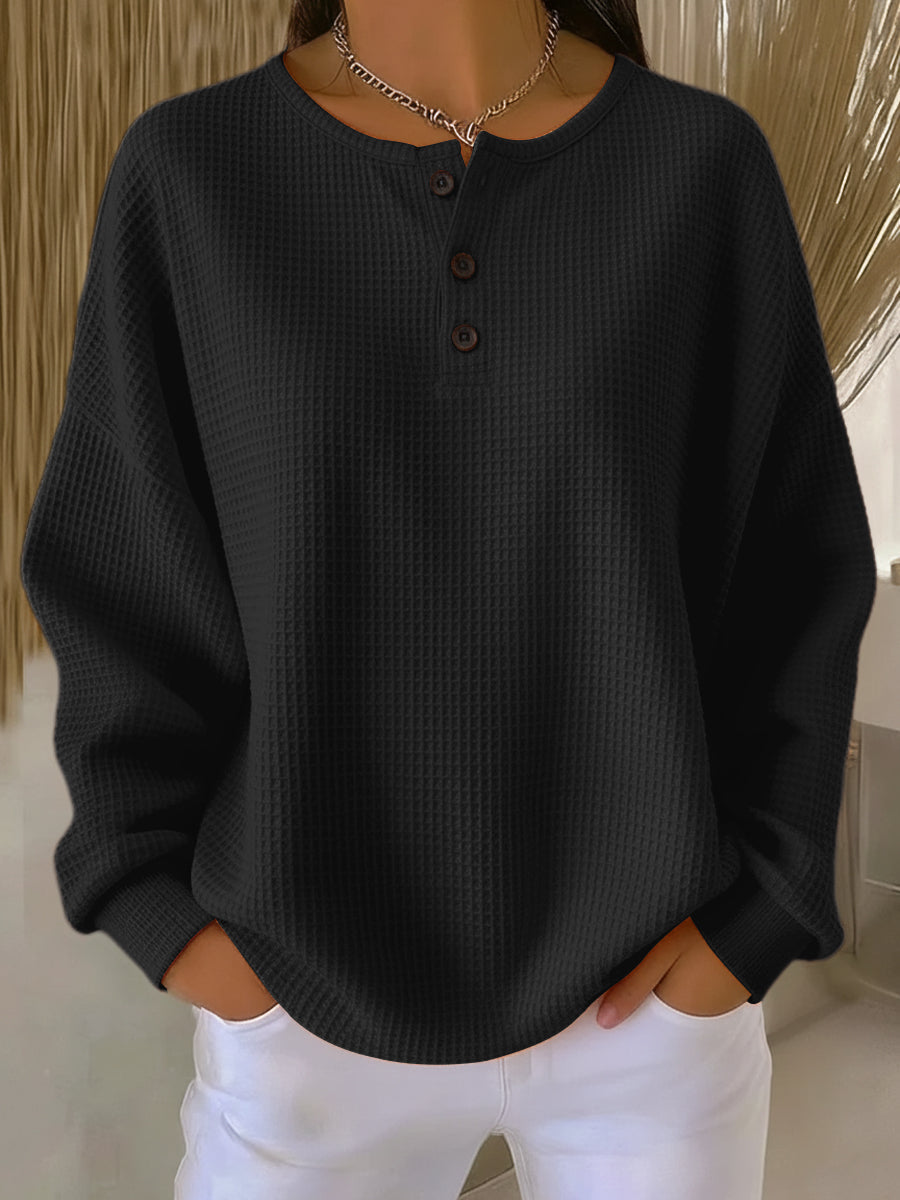 Sudadera informal con cuello de tejido de nido de abeja